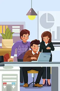 招聘办公HR办公室卡通人物扁平插画