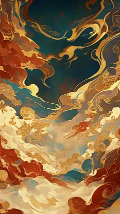 花瓣素材_中国风七色祥云背景图片_193739530