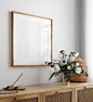 Mockup frame close up in modern living room interior stock photo