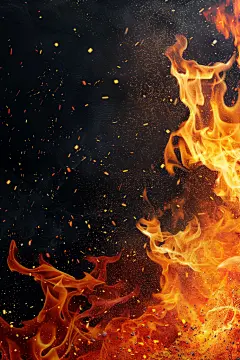 色彩鲜艳的篝火燃烧火焰摄影图片