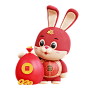 三维渲染中国农历传统新年卡通兔子3D插画_AL-60_3D-Character-Chinese-Rabbit-Money-Rich