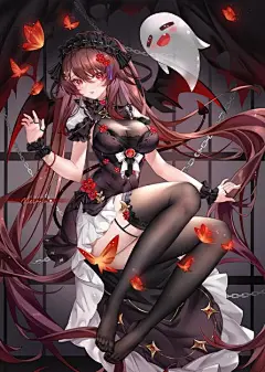 小恶魔胡桃插画图片壁纸