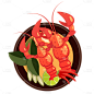 卡通风美食海鲜贴纸-龙虾