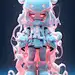 3D toys, Girl in virgin plastic textured clothes, 后背有章鱼一样的出手, Cesuru style, Center the standing position, looking at viewer, full body, 3d models, toys, Resins, Super Details, IP by pop mart, mockup blind box, high resolution, A gorgeous background, art, 