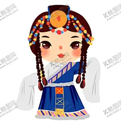 藏族人物插画 【酷图网】名族插画,56个民族手绘,少数民族,卡通人物,藏族人物插画