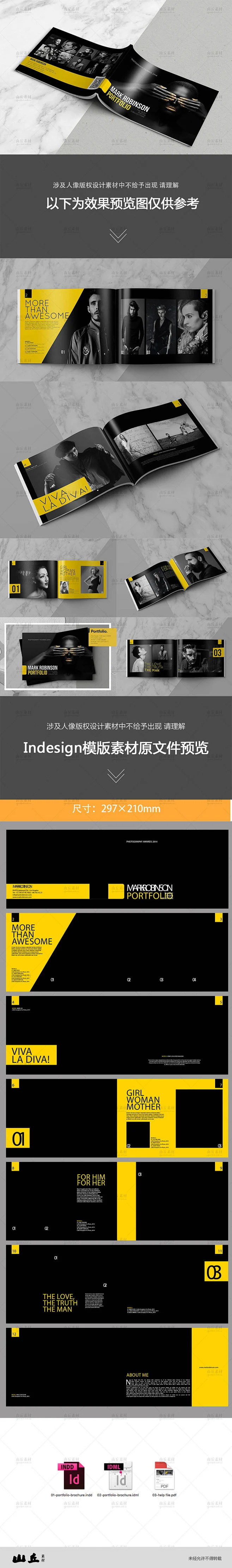 黑色id杂志模版籍画册装帧照片InDesign排版版式设计D115-花瓣网