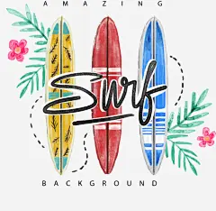 手绘冲浪免抠素材 png素材