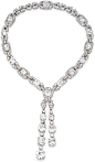 Art Deco platinum and diamond sautoir by Cartier, circa 1924. Designed as a series of openwork oval and bell-shaped links set with 13 old European-cut and cushion-shaped diamonds (approx 37.75 carats. The necklace centers a a larger cushion-shaped diamond