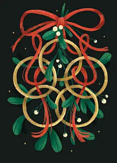 圣诞节主题插画，来自美国插画师 Lindsay Dale-Scott ，关于歌谣《圣诞节的十二天》，主要是关于整个圣诞节期间要做的事情，类似中国关于过年的童谣“二十五，磨豆腐；二十六，割猪肉……”，歌词很有趣。 ​​​​
