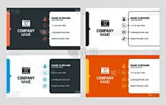 名片矢量模板。平面样式矢量图。文具设计。4 的颜色组合。打印模板