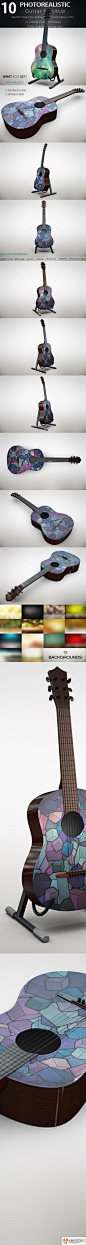木质吉他装饰立体展示效果图VI智能图层PS样机素材 Bundle Guitar Mock Up - 南岸设计网 nananps.com