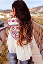 patterned top + ombre hair.: 