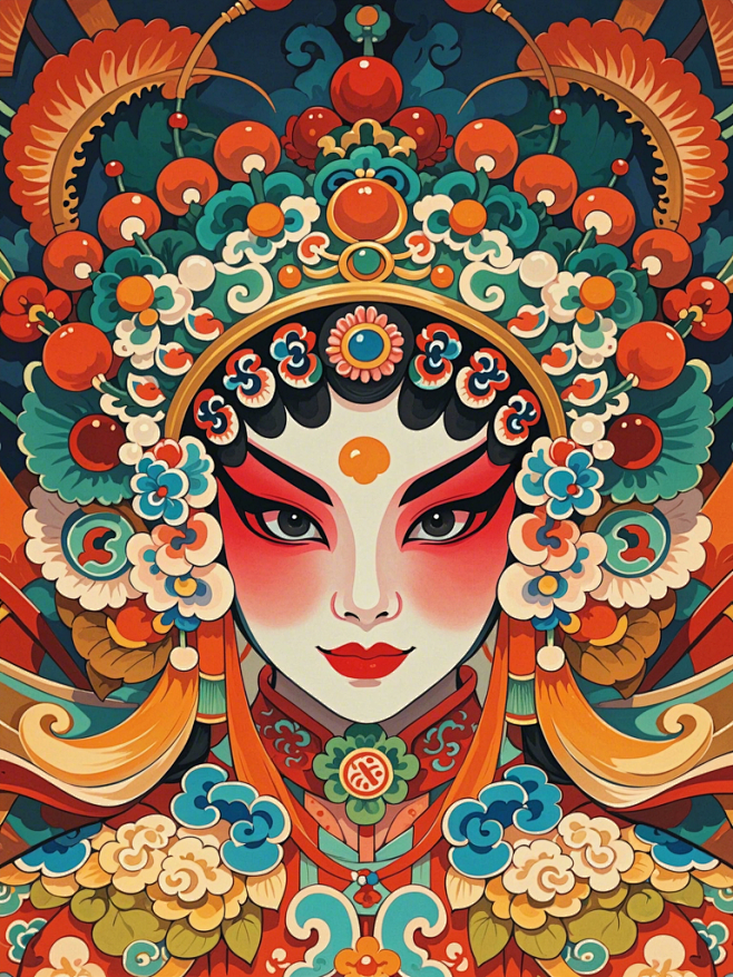 国风工笔画，京剧脸谱，杰作，无损画质