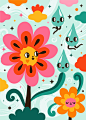 colorful Digital Art  Flowers forest ILLUSTRATION  Nature spring springtime vector whimsical