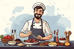 厨师餐饮厨房扁平风插画