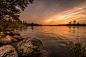 Lake Woodlands rocky sunset (of ) by Michael Hume on 500px
