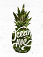海洋大道刻字设计菠萝标志美术打印： 