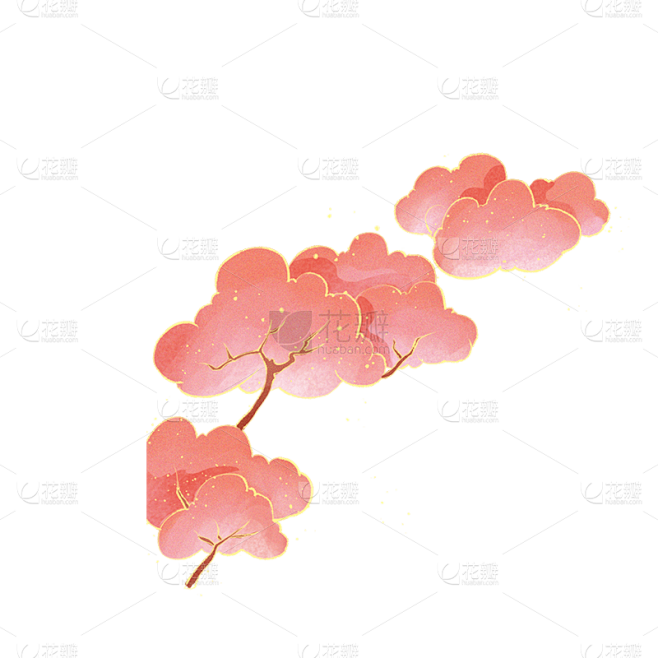 中国风树枝元素贴纸