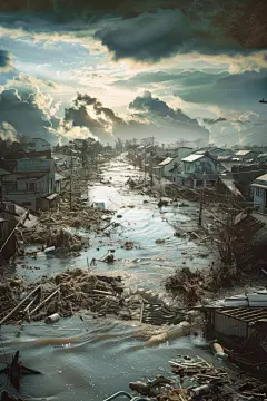 洪水滔滔自然灾难图片