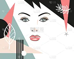 美,几何形状,名片,彩妆,时尚,矢量,绘画插图,人的脸部,留白