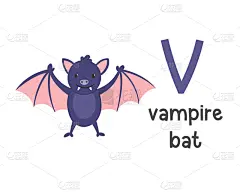 字母,英文字母V,吸血蝠,可爱的,怪异,字母表次序,信函,野生动物,翅膀