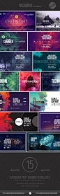 Electronic Music Event Facebook Post Banner Templates PSD Bundle