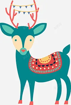 手绘绿色小鹿图案高清素材 页面网页 平面电商 创意素材 png素材