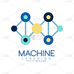 几何机器学习符号。数据挖掘。计算机行业。平面矢量设计元素的名片，技术公司海报或标签