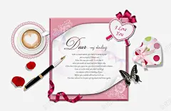 粉色贺卡明信片邀请函 平面电商 创意素材