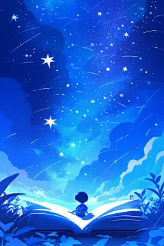 安静阅读插画绘制