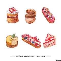 食品 插画 生鲜 面包 甜点 鱼类 餐饮美食插画绘画