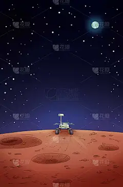 火星上的机遇号探测车。漫画风格的海报