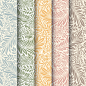 威廉莫里斯矢量复古典雅欧式传统花纹素材AI设计手绘花草背景底纹-淘宝网
