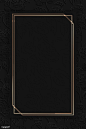 Rectangle gold frame on black floral pattern background vector | premium image by rawpixel.com / manotang