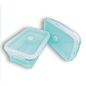 These blue reusable lunch box with lunch bag are made of BPA free, food grade silicone. Airtight covers make the silicon box great to keep dry or wet food. They can also put into microwave, freezer safe. Great for storing leftovers in the fridge and micro