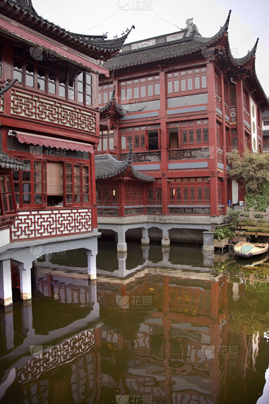 豫园,上海,古典式,建筑外部,垂直画幅,...