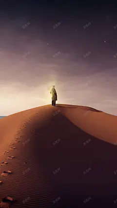 夜晚沙漠卡通H5背景 页面网页 平面电商 创意素材