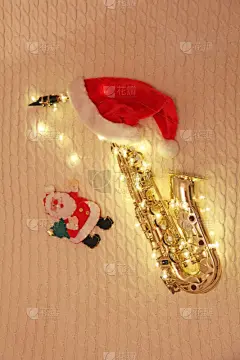 萨克斯,圣诞老人,红色,鸭舌帽,新年,羊毛帽,花环,贺卡,圣诞音乐,圣诞帽