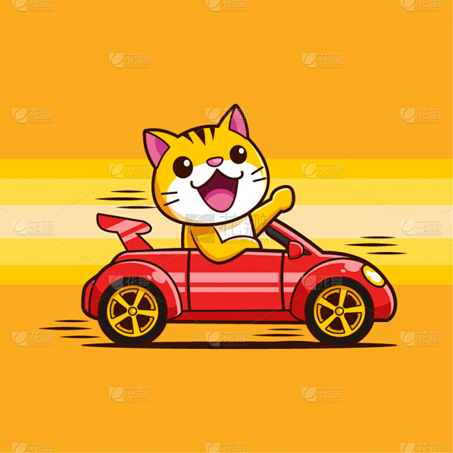 猫,小猫,迅速,汽车,可爱的,运动,交通...