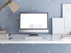 模拟显示器在桌面上时髦的风格。