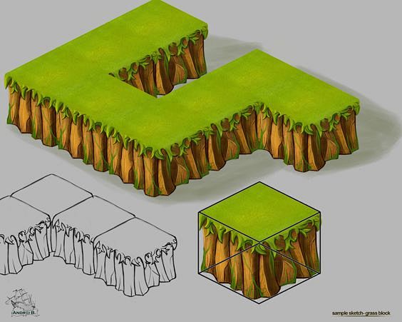 Grass block  isometr...