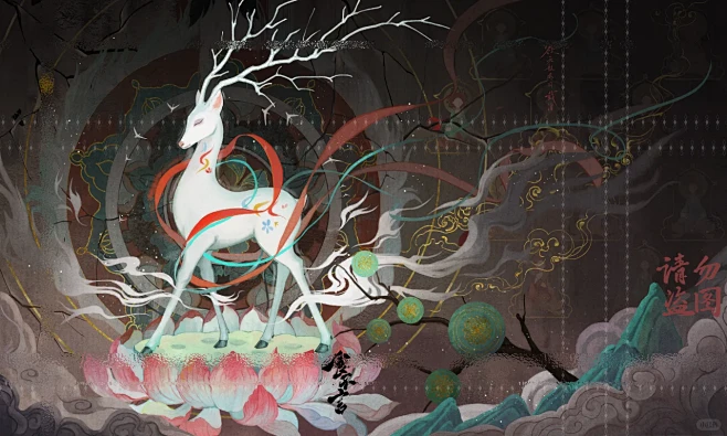 敦煌-神鹿-花瓣网