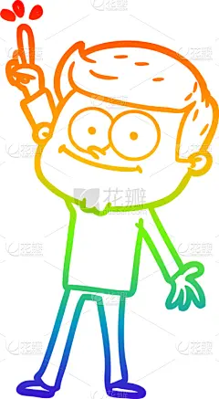 男人,山,彩虹,线条画,卡通,图像,艺术,性格,微笑,绘制