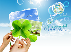 蓝天绿叶PSD素材