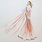 手绘时尚插图 Queen S Blake Lively 2014 大都会博物馆Gucci礼服