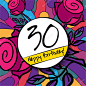 30 生日快乐背景或彩色背景与玫瑰卡