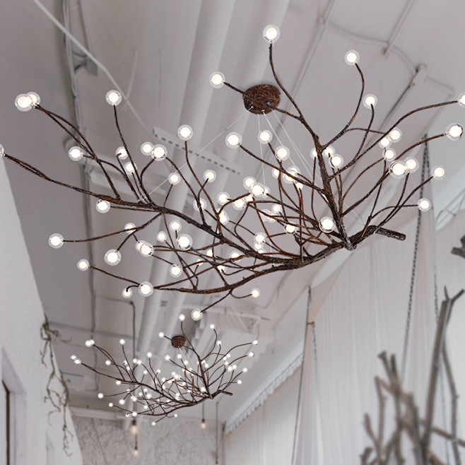 北欧田园树杈树枝灯酒店大堂餐厅售楼处美式乡村创意个性树枝吊灯淘宝