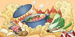 手绘美食火锅插画海报设计
