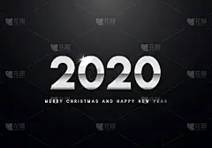 新年前夕,银色,高雅,图像特效,请柬,2020,事件,贺卡,暗色