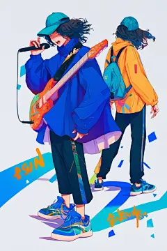 演唱表演人物插画